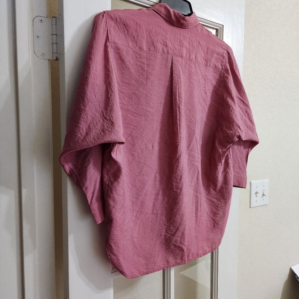 NWT LOFT Petite Rose Pink Button Front Blouse XSP - Picture 4 of 11